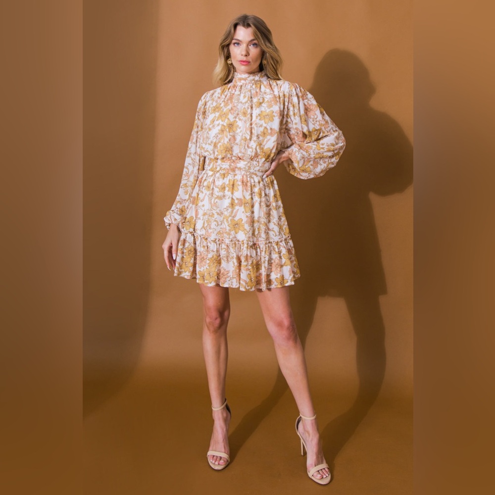 SUNNY SPELL FLORAL WOVEN MINI DRESS FEMININE